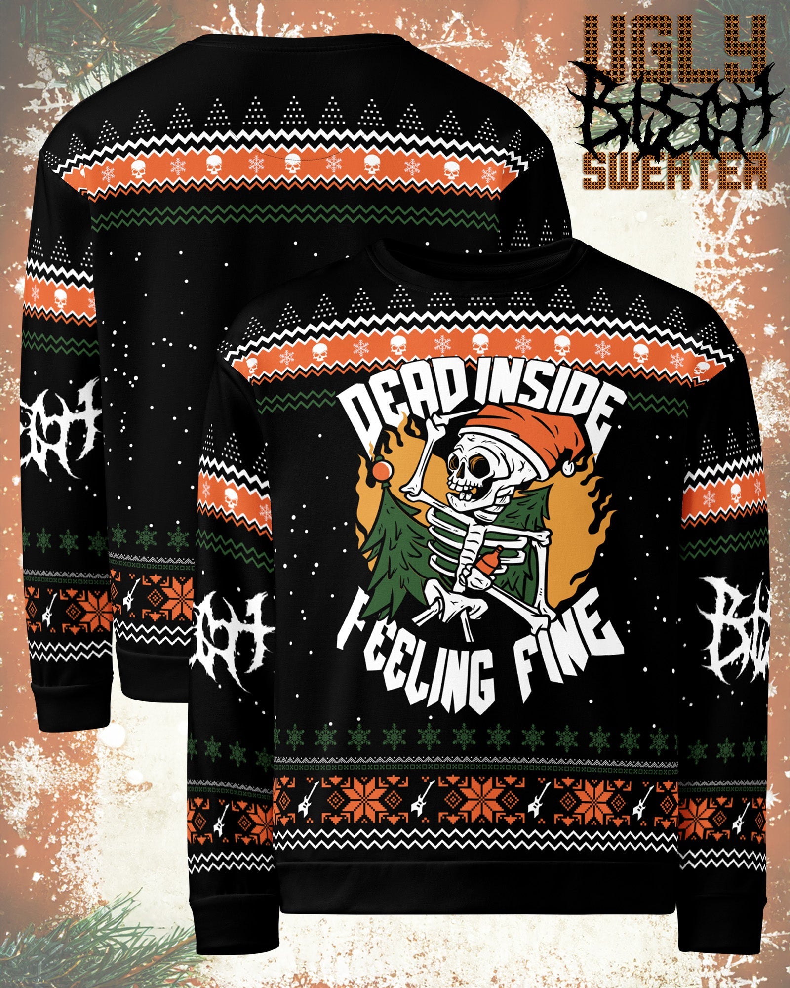 Dead Inside, Feeling Fine Ugly Christmas Sweater - Blegh Hats