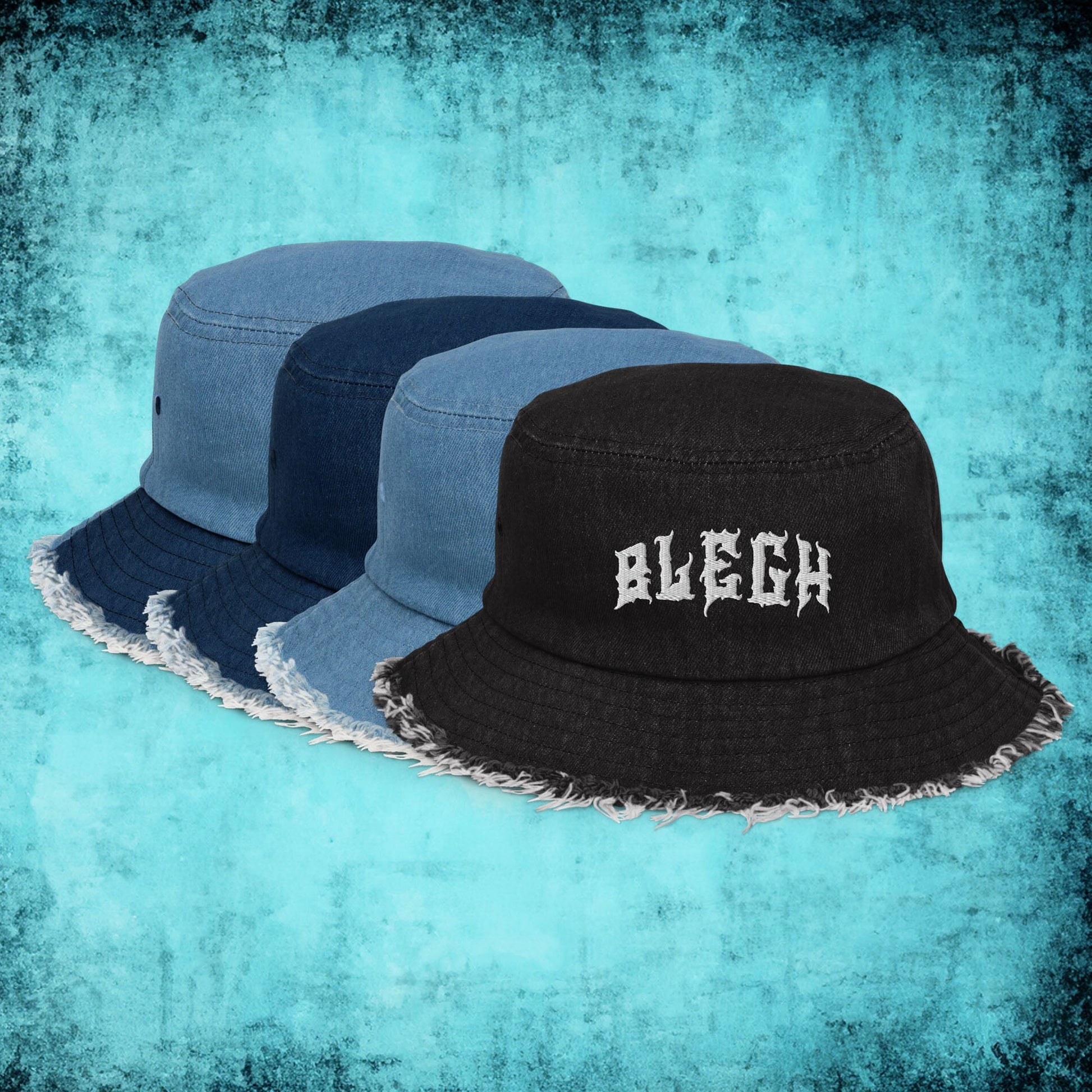 Blegh Distressed Denim Bucket Hat - Blegh Hats